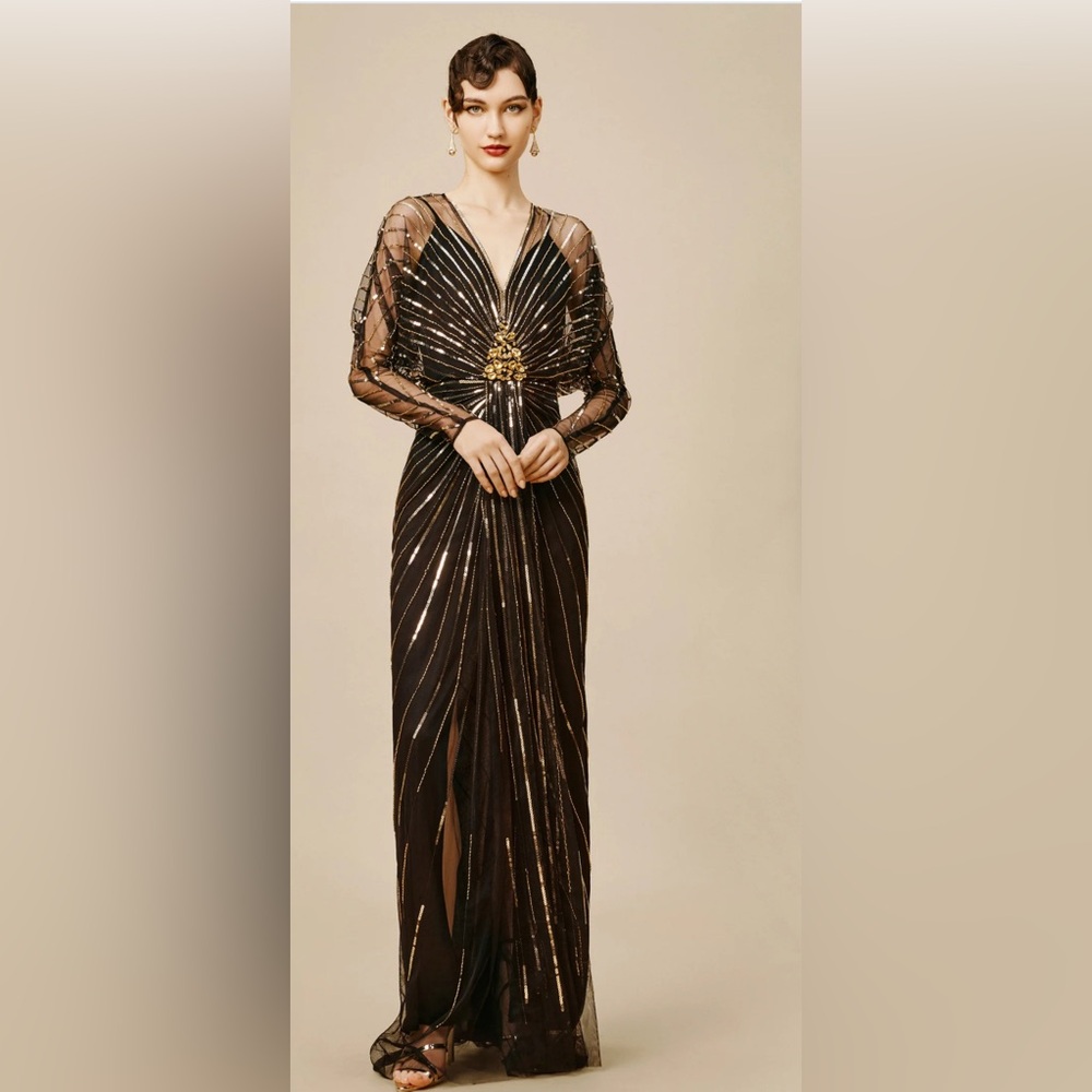 Zouzou Crystal-Encrusted Plus Size Evening Gown size 18